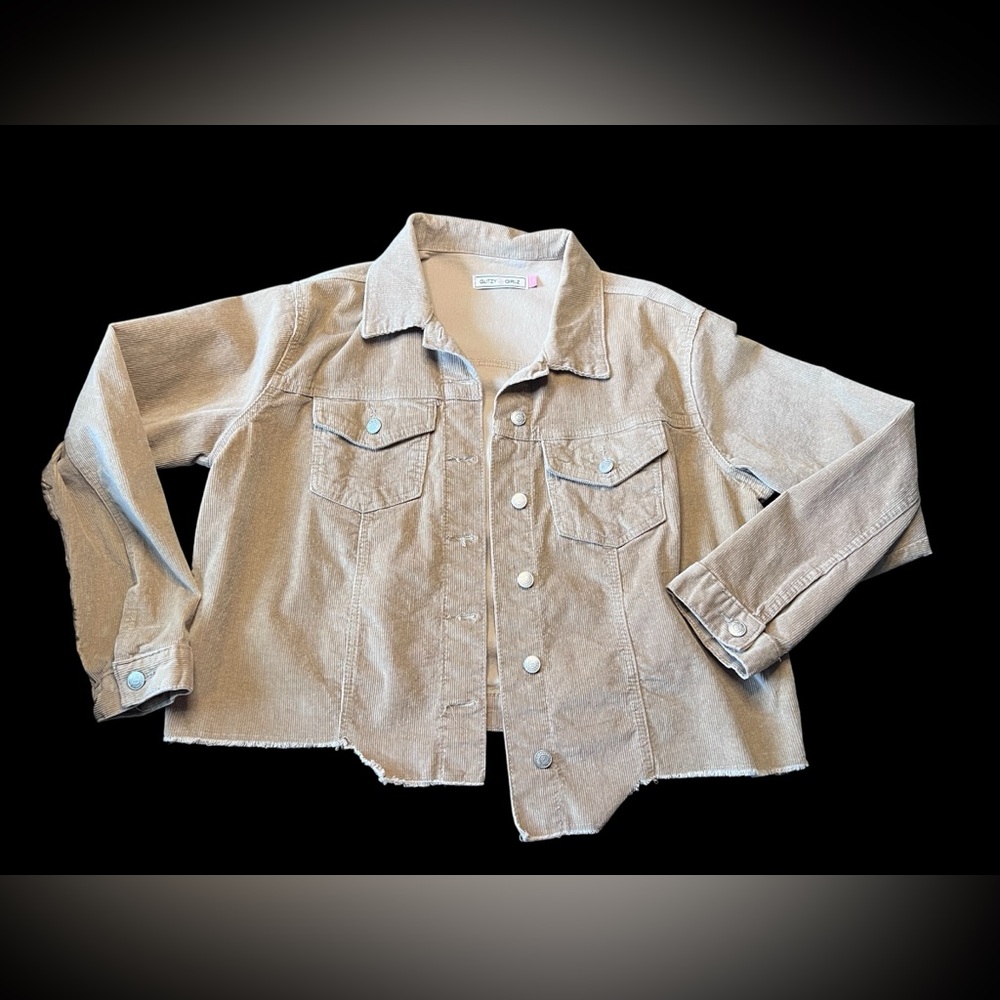 Glitzy Girlz Oversized Tan Corduroy Utility Jacket Women 1X EUC